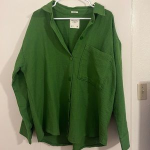 Abercrombie Green Tweed Oversized Top